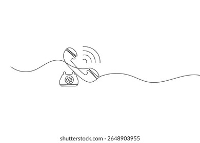 Call icon continuous one line drawing minimalist style outline isolated vector illustration