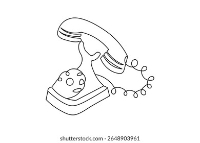 Call icon continuous one line drawing minimalist style outline isolated vector illustration