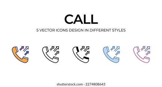 diseño de icono de llamada en estilo Cinco con trazo editable. Línea, Sólido, Línea plana, Color de tono Duo y Línea de degradado de color. Adecuado para diseño de páginas Web, aplicaciones móviles, UI, UX y GUI.