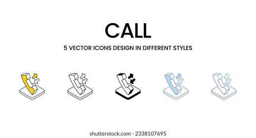 Rufen Sie das Icon Design in Fünf-Stil mit Editable Stroke auf. Linie, feste, flache Linie, Duo Tone Farbe und Farbverlauf Linie. Geeignet für Webpage, Mobile App, UI, UX und GUI Design.