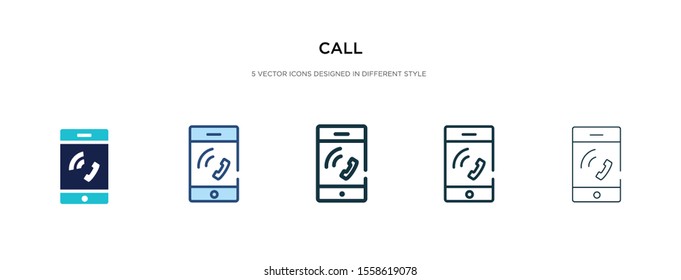 call icon in different style vector illustration. two colored and black call vector icons designed in filled, outline, line and stroke style can be used for web, mobile, ui