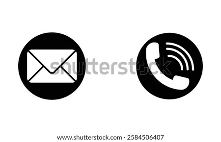 call icon and email icon on white background