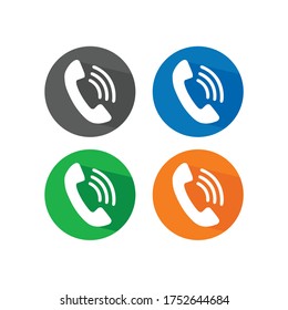 Icono de llamada. ilustración vectorial de iconos grises, azules, verdes y naranja del teléfono