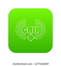 Call icon green vector isolated on white background