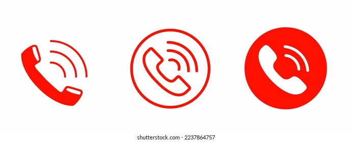 call icon. Call icons collection flat style red color. Stock vector