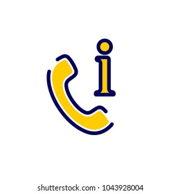 Call icon with information sign. Call icon and about, faq, help, hint concept. Vector icon