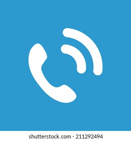 call icon, isolated, white on the blue background. Exclusive Symbols 