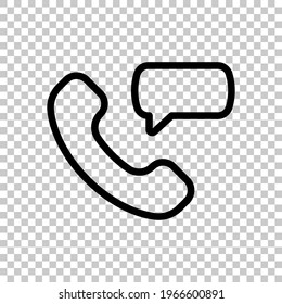 Call icon, logo of main mobile app. Black editable linear symbol on transparent background
