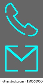 Call icon and mail icon vector design. Couple of icons united by one topic