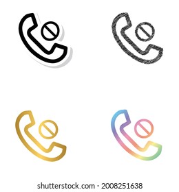 call icon. no call icon black, golden and color vector set