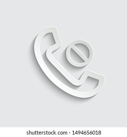  call icon.  no call. line style icon. paper icon  with shadow 