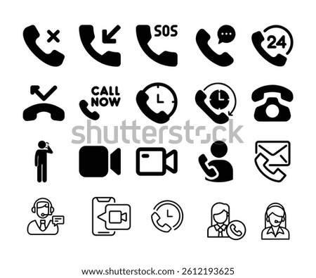 Call icon, call now, missed call and call icon pack