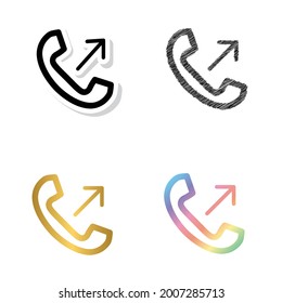 call icon. outgoing call icon black, golden and color 
 vector set
