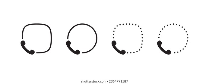 Ruft das Symbol an. Telefonsymbol mit Rahmen. Mobile App-Symbole. Vektorskalierbare Grafiken