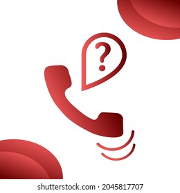 call icon with question sign, illustration of call