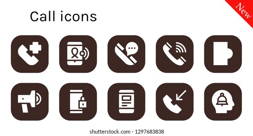  call icon set. 10 filled call icons. Simple modern icons about  - Emergency call, Smartphone, Telephone, Promotion, Phone Alert