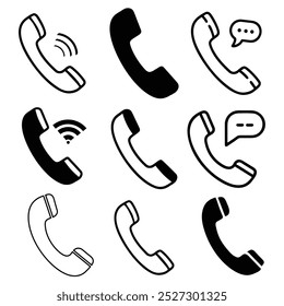 conjunto de ícones de chamada, Todo tipo de conjunto de ícones de chamada, Ícones de chamada, vetor de telefones, vetor de chamada