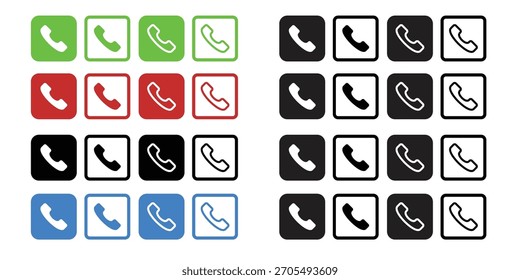 Call Icon Set für App und Website, Phone Receiver Symbol Collection, Kontakt Button Vector UIUX