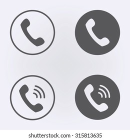 Call Icon Set In Circle . Vector Illustration