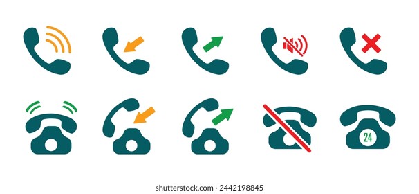 call icon set, collection of simple telephone designs for graphic needs, vector eps 10.