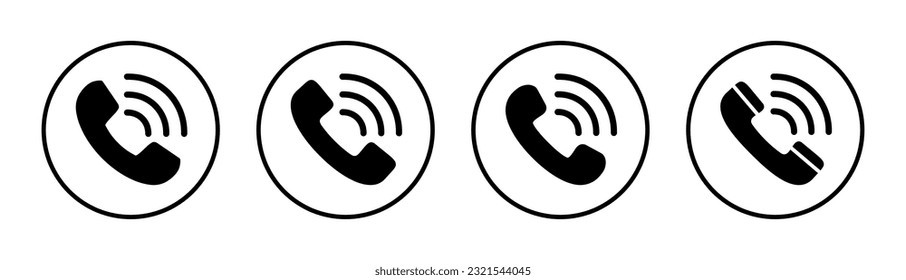 Ilustración del conjunto de iconos de llamada. símbolo y signo de teléfono. icono de teléfono. contáctanos 