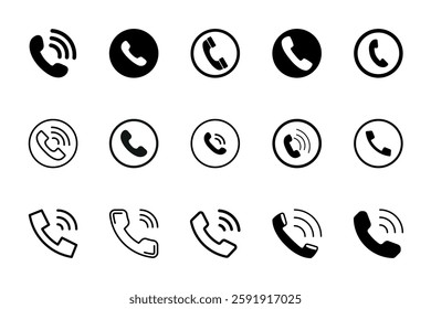 Call icon set isolated line Vector illustration black and white