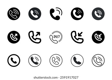 Call icon set isolated line Vector illustration black and white