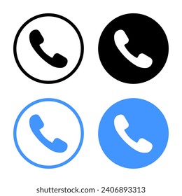 Call icon set on circle background. Handset symbol vector