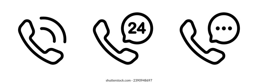 Rufen Sie das Symbol auf. Telefonische Anrufe, Vektorsymbole. Telefone-Symbole.