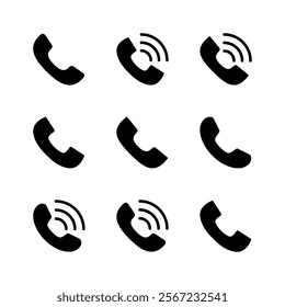 Call icon set. telephone icon vector. phone icon vector. contact us 