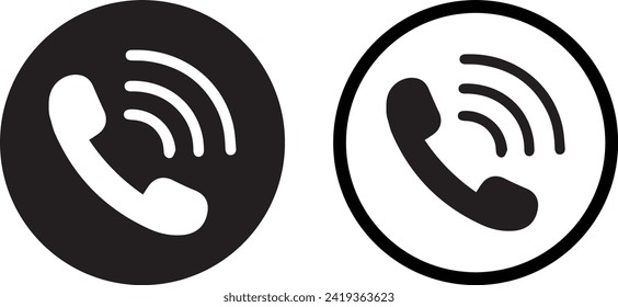 Call icon set in two styles isolated on white background . Telephone icon vector . Phone icon