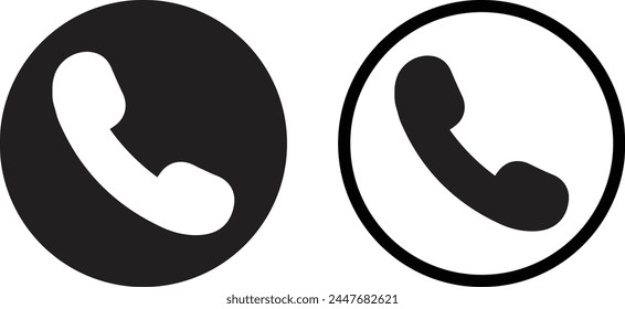 Icono de llamada en dos estilos de moda aislados sobre fondo blanco . Vector del ícono del teléfono . Icono de marcado