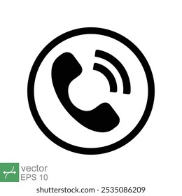 Call icon. Simple solid style. phone, hotline, 911, circle, pictogram, telephone, communication concept. Glyph vector illustration isolated on white background. EPS 10.
