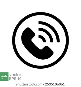 Call icon. Simple solid style. phone, hotline, 911, circle, pictogram, telephone, communication concept. Glyph vector illustration isolated on white background. EPS 10.