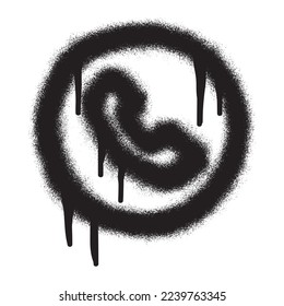 Call icon symbol with spray paint. Vector illustration,