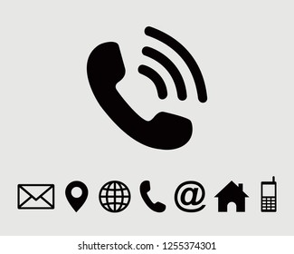 Call icon symbol vector, with contact us set icon