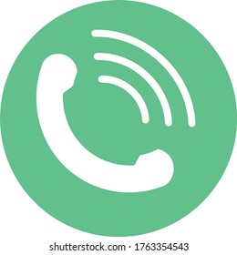 Call icon in trendy flat style isolated on green background. Noisy telephone icon page symbol for your web site design phone icon logo, app UI. receiver icon Vector illustration