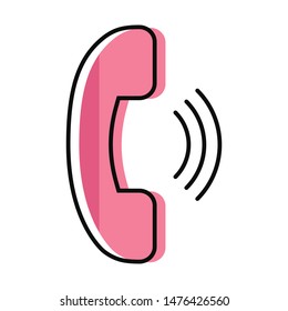 Call icon in trendy line style on pink background. Call vector icon for your web site, app. Call icon Vector illustration. 