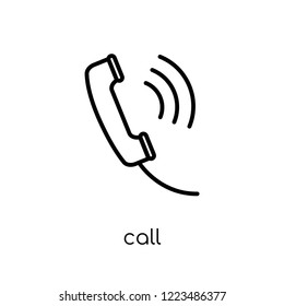 call icon. Trendy modern flat linear vector call icon on white background from thin line Communication collection, outline vector illustration
