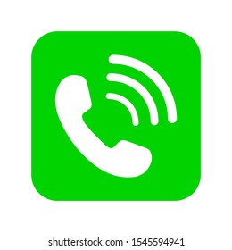 Call icon vector. Noisy phone Flat calling symbol Isolated on Green Square