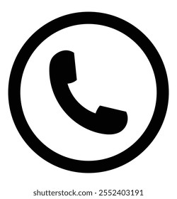  El ícono del teléfono en forma de círculo es un elemento de diseño elegante y moderno, perfecto para aplicaciones y Sitios web que requieren una clara representación de las características de comunicación.
