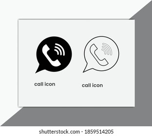 Call icon.Flat Icon Solid Style isolated, easy to change colour and size.