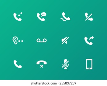 Call icons on green background. Vector illustration.