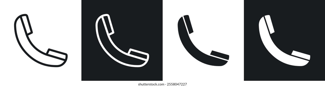 Call icons pack in black and white filled and outlined versions.