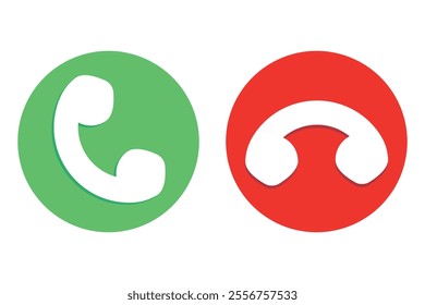 Call Icons. Phone Dial Symbols. Answer and Decline. Green and Red.