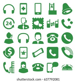 Call icons set. set of 25 call filled icons such as desk phone, poker on phone, call, 24 support, customer support, photo with heart, headset, connected phone