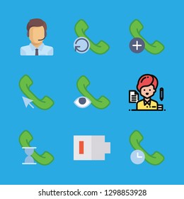 call icons set with customer service, secretary and low battery vector set