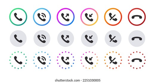 Call icons set. Call function icons. Phone call icons accept and decline. Vector images