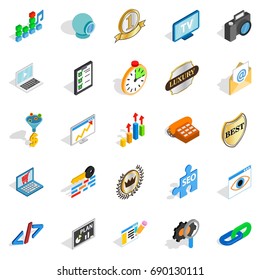 Call icons set. Isometric set of 25 call vector icons for web isolated on white background