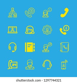 call icons set with operator, customer and phone book vector set